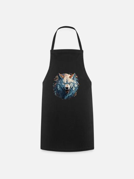Wolf - Illustration - Kochschürze - Schwarz