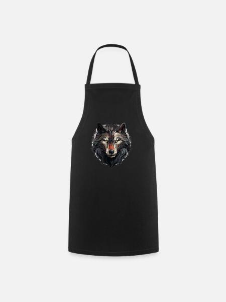 Wolf - Illustration - Kochschürze - Schwarz