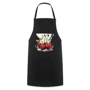 Cherry - illustration - Cooking Apron - black - Front - AI Model Male 185 dark (185cm)