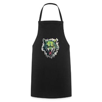 Wolf - Illustration - Cooking Apron - black - Front - AI Model Male 185 dark (185cm)