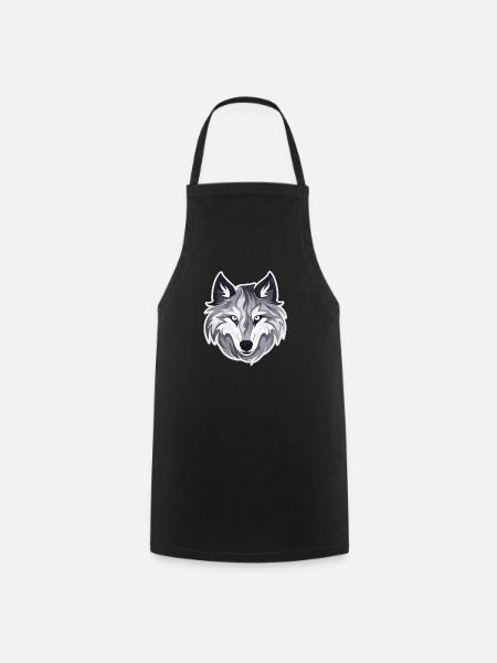 Wolf - Illustration - Kochschürze - Schwarz