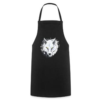 Wolf - Illustration - Kochschürze - Schwarz - Vorne - AI Model Male 185 dark (185cm)