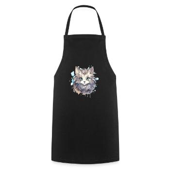 Chat - illustration - Tablier de cuisine - noir - Devant - AI Model Male 185 dark (185cm)