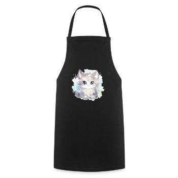 Chat - illustration - Tablier de cuisine - noir - Devant - AI Model Male 185 dark (185cm)