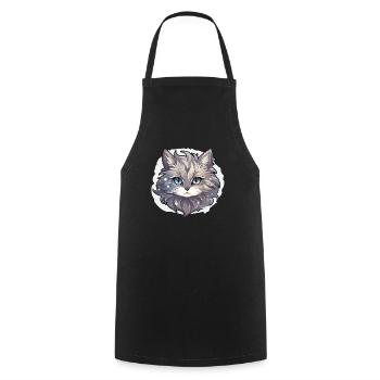 Chat - illustration - Tablier de cuisine - noir - Devant - AI Model Male 185 dark (185cm)