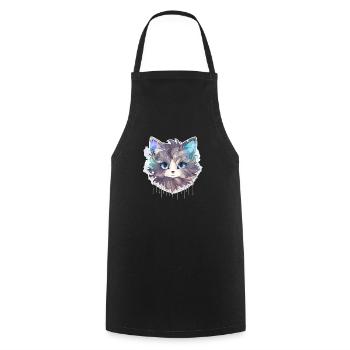 Chat - illustration - Tablier de cuisine - noir - Devant - AI Model Male 185 dark (185cm)