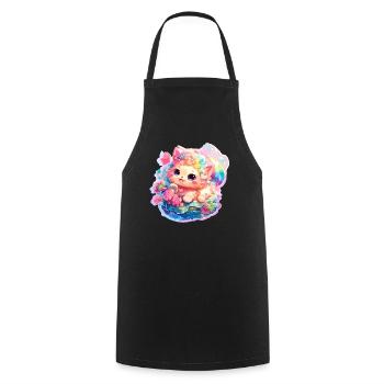 Chat - illustration - Tablier de cuisine - noir - Devant - AI Model Male 185 dark (185cm)