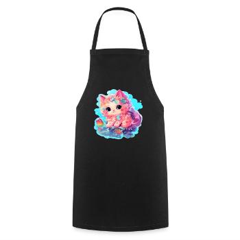 Chat - illustration - Tablier de cuisine - noir - Devant - AI Model Male 185 dark (185cm)
