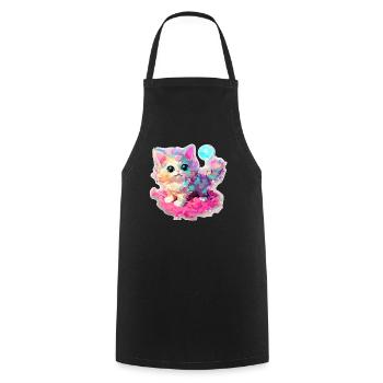 Chat - illustration - Tablier de cuisine - noir - Devant - AI Model Male 185 dark (185cm)
