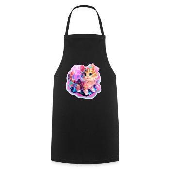 Chat - illustration - Tablier de cuisine - noir - Devant - AI Model Male 185 dark (185cm)