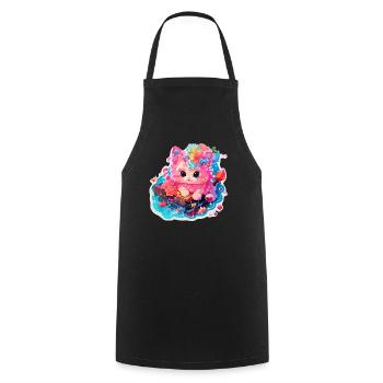 Chat - illustration - Tablier de cuisine - noir - Devant - AI Model Male 185 dark (185cm)