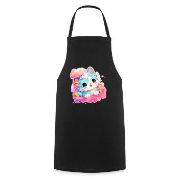 Chat - illustration - Tablier de cuisine - noir - Devant - AI Model Male 185 dark (185cm)