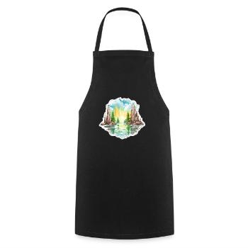 Paysage - Illustration - Tablier de cuisine - noir - Devant - AI Model Male 185 dark (185cm)