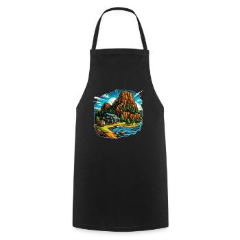 Paysage - Illustration - Tablier de cuisine - noir - Devant - AI Model Male 185 dark (185cm)