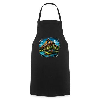 Paysage - Illustration - Tablier de cuisine - noir - Devant - AI Model Male 185 dark (185cm)