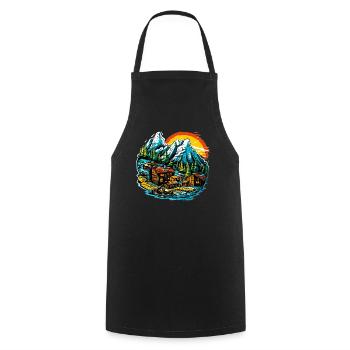 Paysage - Illustration - Tablier de cuisine - noir - Devant - AI Model Male 185 dark (185cm)