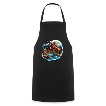 Landscape - Illustration - Cooking Apron - black - Front - AI Model Male 185 dark (185cm)