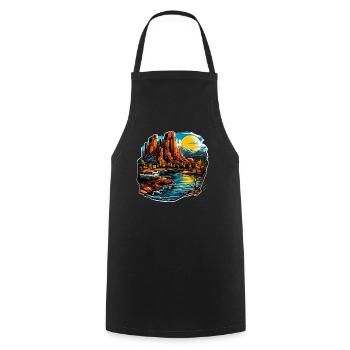 Landscape - Illustration - Cooking Apron - black - Front - AI Model Male 185 dark (185cm)