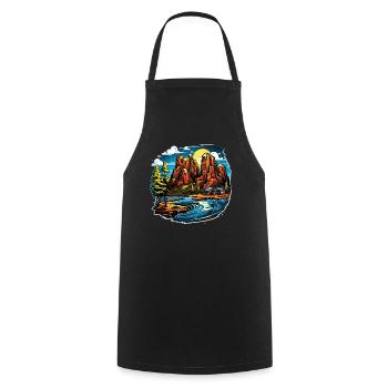 Landscape - Illustration - Cooking Apron - black - Front - AI Model Male 185 dark (185cm)