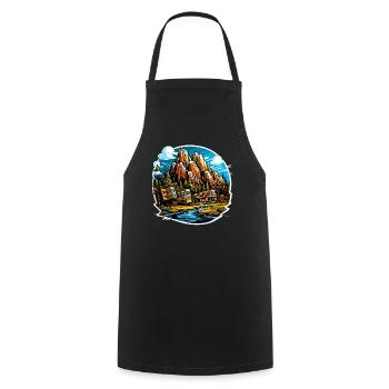 Landscape - Illustration - Cooking Apron - black - Front - AI Model Male 185 dark (185cm)