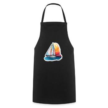 Sailboat - illustration - Cooking Apron - black - Front - AI Model Male 185 dark (185cm)