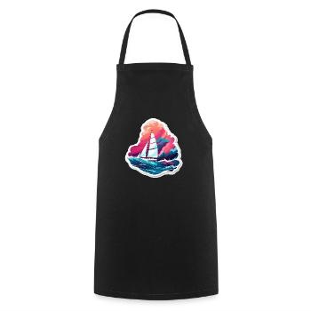 Sailboat - illustration - Cooking Apron - black - Front - AI Model Male 185 dark (185cm)