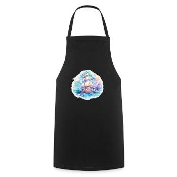Sailboat - illustration - Cooking Apron - black - Front - AI Model Male 185 dark (185cm)