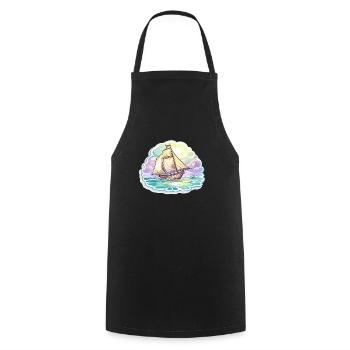 Voilier - illustration - Tablier de cuisine - noir - Devant - AI Model Male 185 dark (185cm)