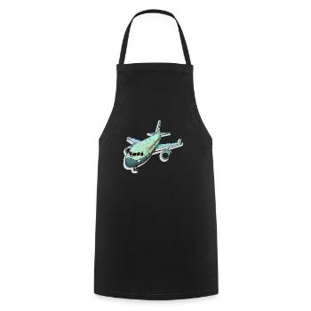 Airplane - illustration - Cooking Apron - black - Front - AI Model Male 185 dark (185cm)