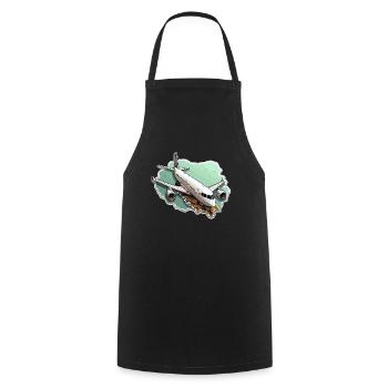 Airplane - illustration - Cooking Apron - black - Front - AI Model Male 185 dark (185cm)