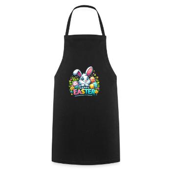 Happy Easter - Easter Bunny Illustration - Cooking Apron - black - Front - AI Model Male 185 dark (185cm)