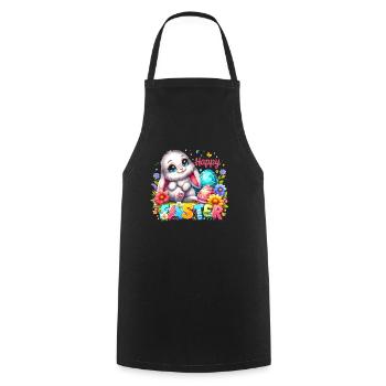 Happy Easter - Easter Bunny Illustration - Cooking Apron - black - Front - AI Model Male 185 dark (185cm)