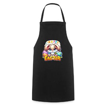 Happy Easter - Easter Bunny Illustration - Cooking Apron - black - Front - AI Model Male 185 dark (185cm)