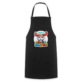 Happy Easter - Easter Bunny Illustration - Cooking Apron - black - Front - AI Model Male 185 dark (185cm)