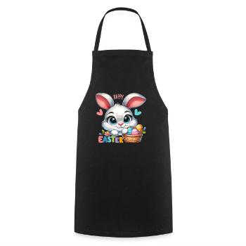 Happy Easter - Easter Bunny Illustration - Cooking Apron - black - Front - AI Model Male 185 dark (185cm)