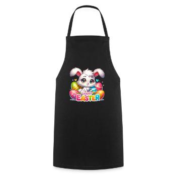 Happy Easter - Easter Bunny Illustration - Cooking Apron - black - Front - AI Model Male 185 dark (185cm)