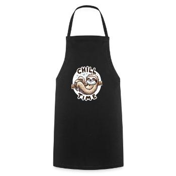 Chill Time - Sloth Illustration - Cooking Apron - black - Front - AI Model Male 185 dark (185cm)