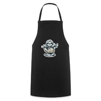 Chill Time - Sloth Illustration - Cooking Apron - black - Front - AI Model Male 185 dark (185cm)
