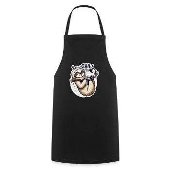 Chill Time - Sloth Illustration - Cooking Apron - black - Front - AI Model Male 185 dark (185cm)