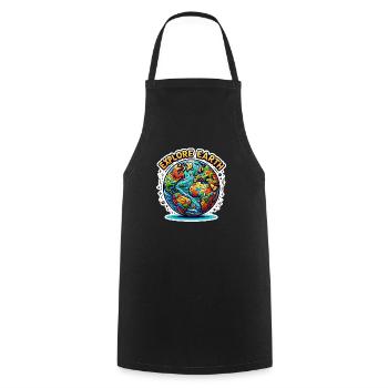 Explorez la Terre - Illustration de la Terre - Tablier de cuisine - noir - Devant - AI Model Male 185 dark (185cm)