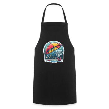 Stay Dry - Umbrella Illustration - Cooking Apron - black - Front - AI Model Male 185 dark (185cm)