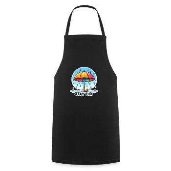 Stay Dry - Umbrella Illustration - Cooking Apron - black - Front - AI Model Male 185 dark (185cm)