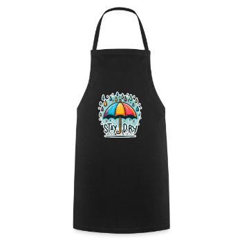 Stay Dry - Umbrella Illustration - Cooking Apron - black - Front - AI Model Male 185 dark (185cm)