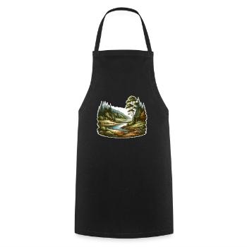 Landscape - Illustration - Cooking Apron - black - Front - AI Model Male 185 dark (185cm)