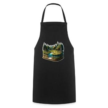 Landscape - Illustration - Cooking Apron - black - Front - AI Model Male 185 dark (185cm)