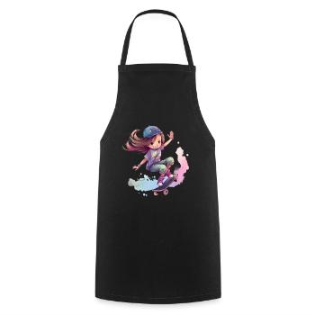 Skater Girl Skateboard Skateboarder Mädchen - Kochschürze - Schwarz - Vorne - AI Model Male 185 dark (185cm)