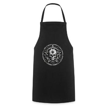 Totenkopf mit Pentagramm in Gothic Style - Kochschürze - Schwarz - Vorne - AI Model Male 185 dark (185cm)