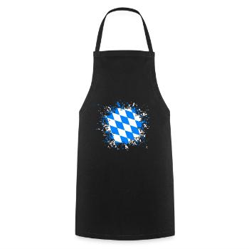 Drapeau de la Bavière Munich Klecks Fleck Tropfen Ulm - Tablier de cuisine - noir - Devant - AI Model Male 185 dark (185cm)