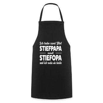 Stiefpapa Stiefopa Bonus Papa Geschenk - Kochschürze - Schwarz - Vorne - AI Model Male 185 dark (185cm)
