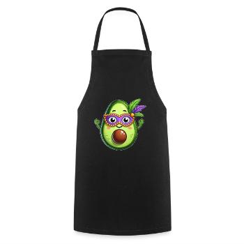 Mardi Gras Avocat Légumes Végétaliens Dessin animé - Tablier de cuisine - noir - Devant - AI Model Male 185 dark (185cm)